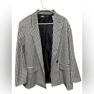 Zara Monochrome Checkered Blazer